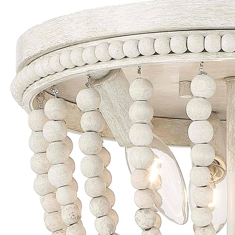 Fidenza 3-light Boho Beaded Flush Mount Ceiling Light Farmhouse Coastal Dome Lighting - 12 inches