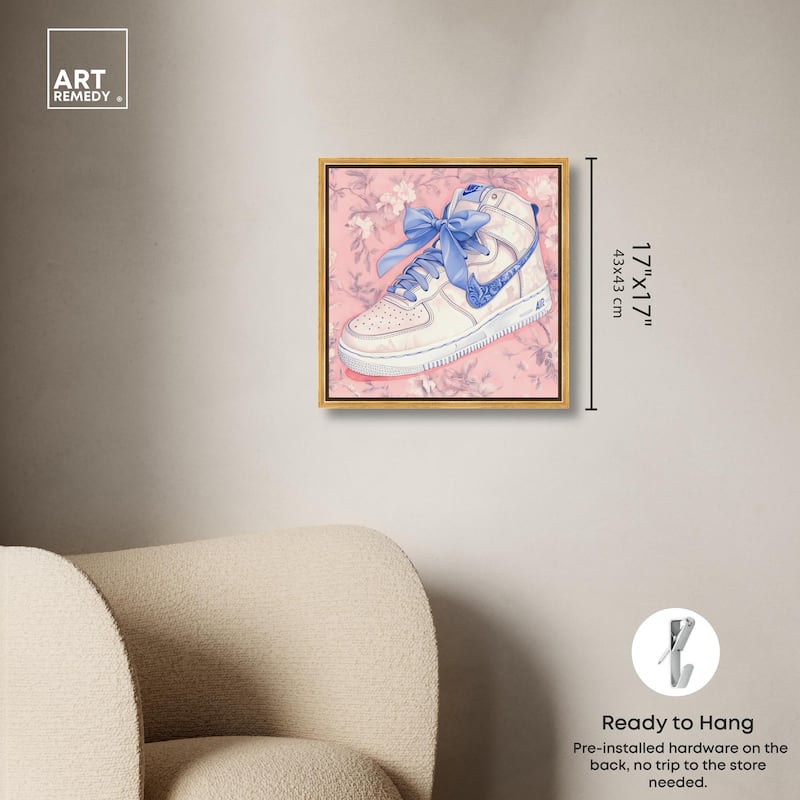 Blue Bow Sneaker Canvas by Art Remedy