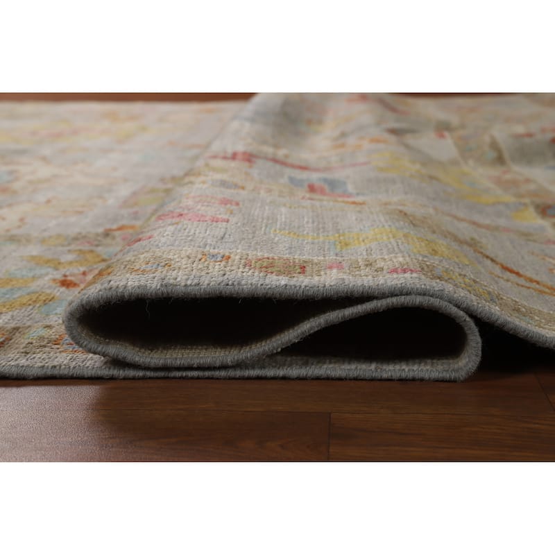 Hand Knotted Oriental 100% Wool Carpet Transitional All-Over Greys & Charcoal Oushak Area Rug - 9' 10'' X 8' 1''