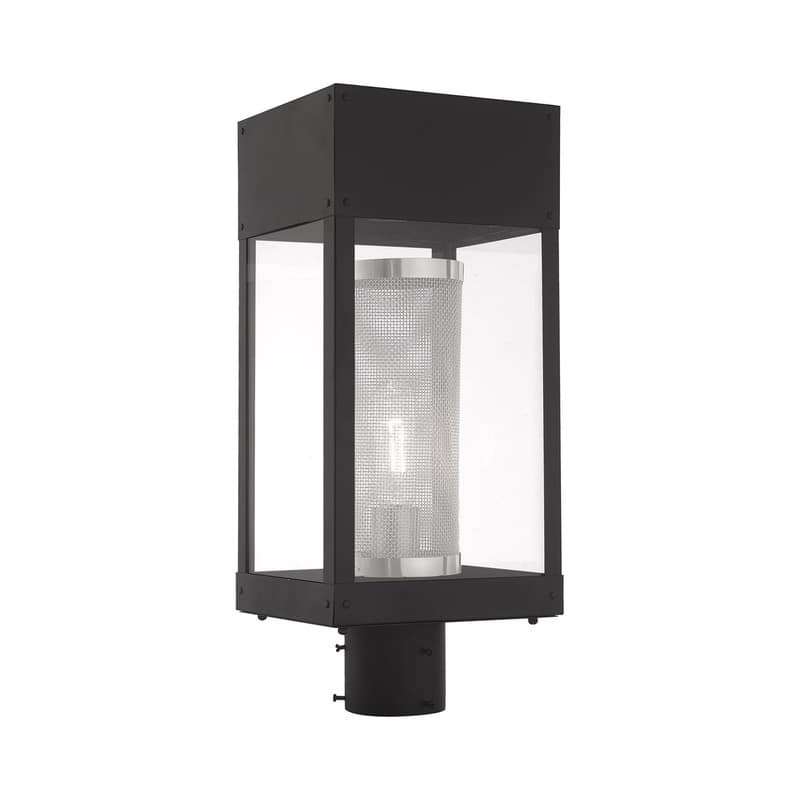 Livex Lighting 1-Light Black Outdoor Post Top Lantern, 20763-04 - 8"L x 7"W x 19"H