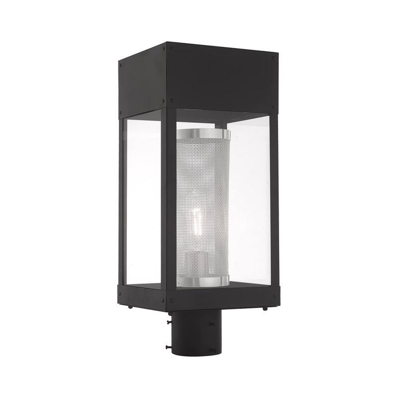 Livex Lighting 1-Light Black Outdoor Post Top Lantern, 20763-04 - 8"L x 7"W x 19"H