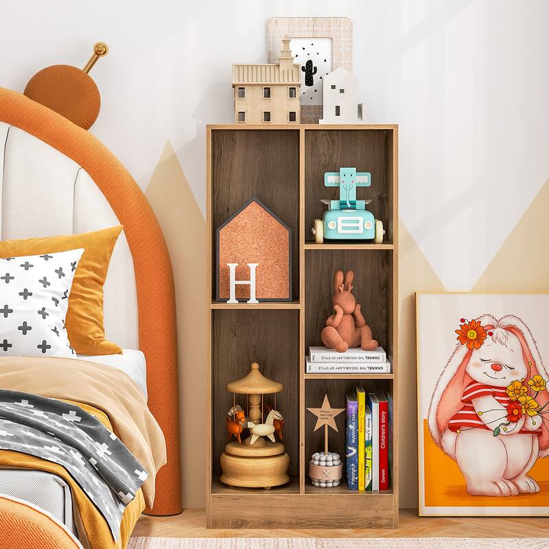Gymax 5-Cube Bookshelf 41'' Floor Bookcase w/ 2 Anti-Tipping Kits