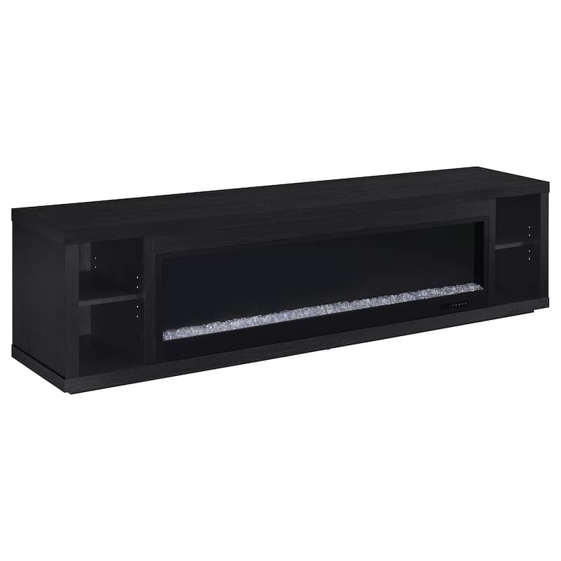 Deiter 79-Inch TV Stand Fireplace Media Console Black - Black