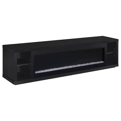 Deiter 79-Inch TV Stand Fireplace Media Console Black