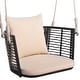 preview thumbnail 1 of 5, Single Person Hanging Seat with Woven Rattan Backrest for Backyard - 30.5" x 24.5" x 15"