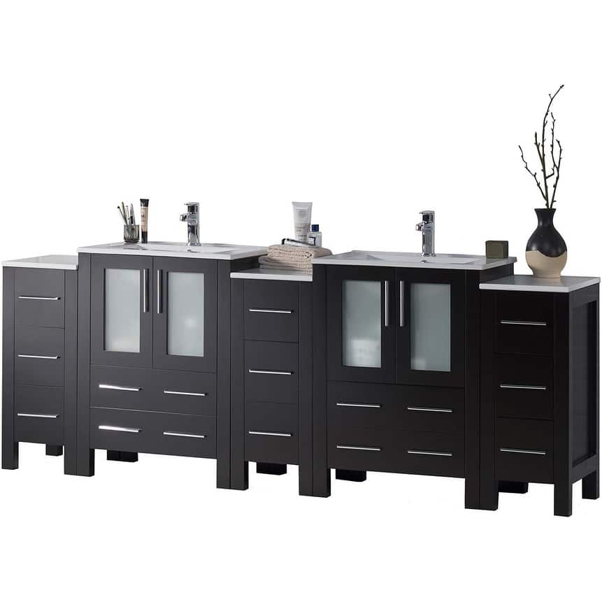 Blossom Sydney 84 Inch Solid Wood Double Sink Vanity with Side Cabinet