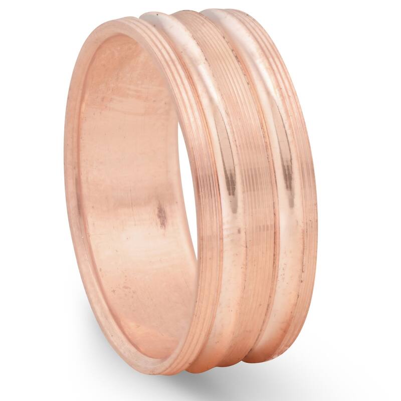 Mens Rose Gold 8MM Comfort Fit Grooved Brushed Wedding Band Comfor Fit