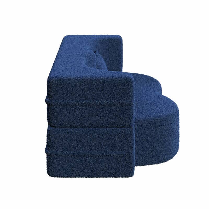 Convertible Teddy Fabric Foam-Filled Sleeper Sofa Bed