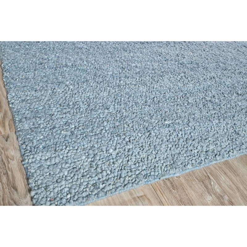 EXQUISITE RUGS Borelli Hand-loomed New Zealand Wool Light Blue Area Rug.