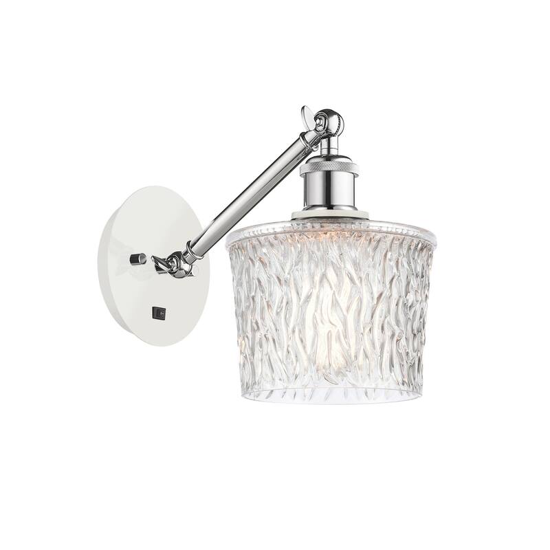 Innovations Lighting 317-1W-12-7 Niagra Sconce Niagra 12" Tall Wall - White and Polished Chrome / Clear