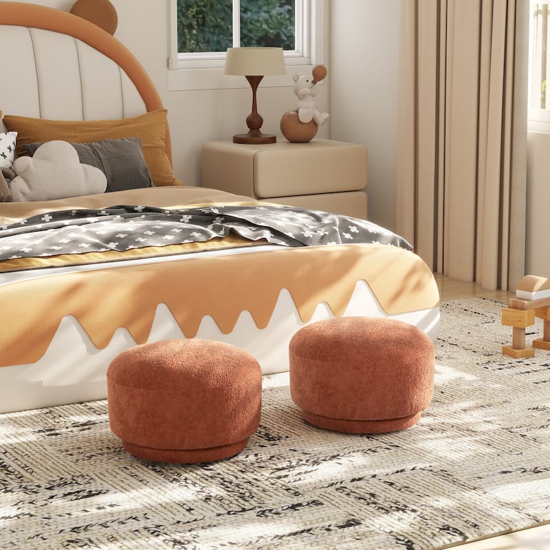 Fuji 15" Faux Sherpa Mushroom Footstool Ottoman