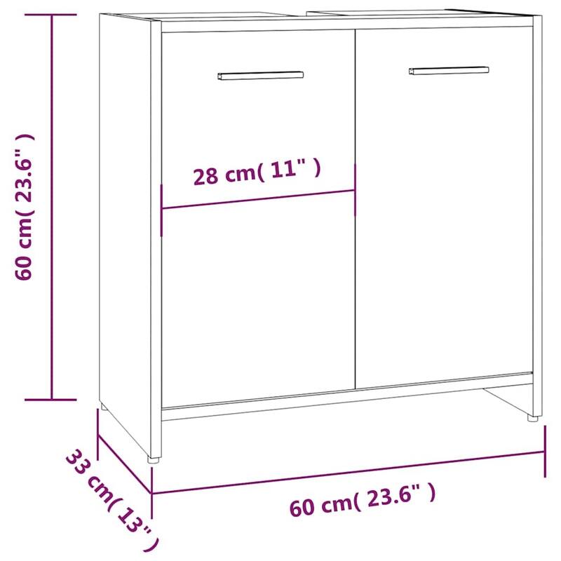 vidaXL Bathroom Cabinet Gray Sonoma 23.6"x13"x23.6" Engineered Wood - 23.6" x 13" x 23.6"