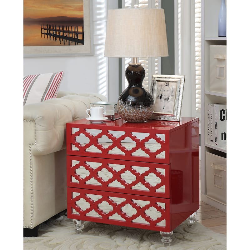 Brey Contemporary 24-inch Acrylic 3-Drawer Side Table by Furniture of America