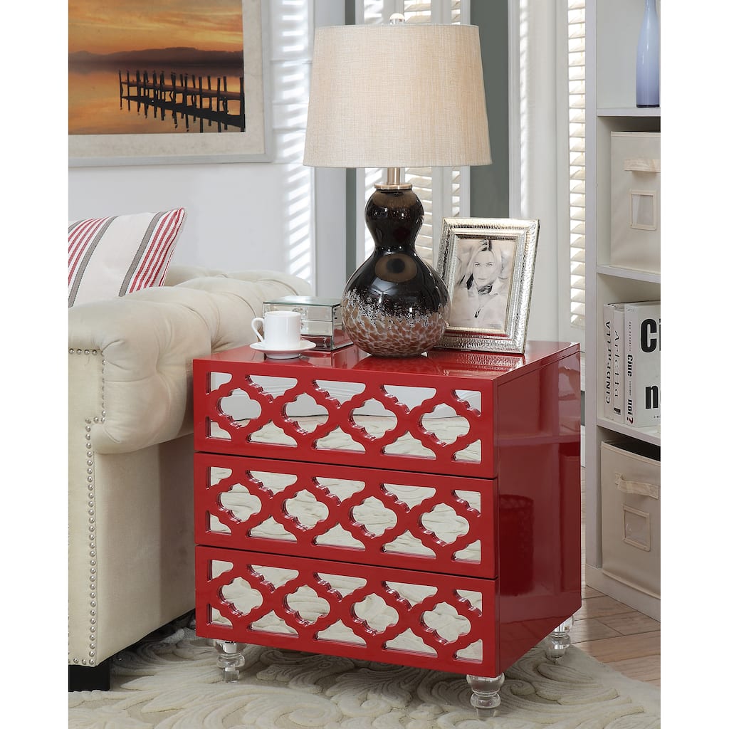Brey Contemporary 24-inch Acrylic 3-Drawer Side Table by Furniture of America