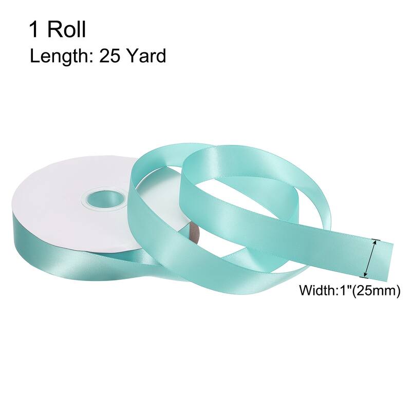 Satin Ribbon Grosgrain Valentine Solid Double Face Wedding Ribbon - Teal Blue - 1" x 25 Yard