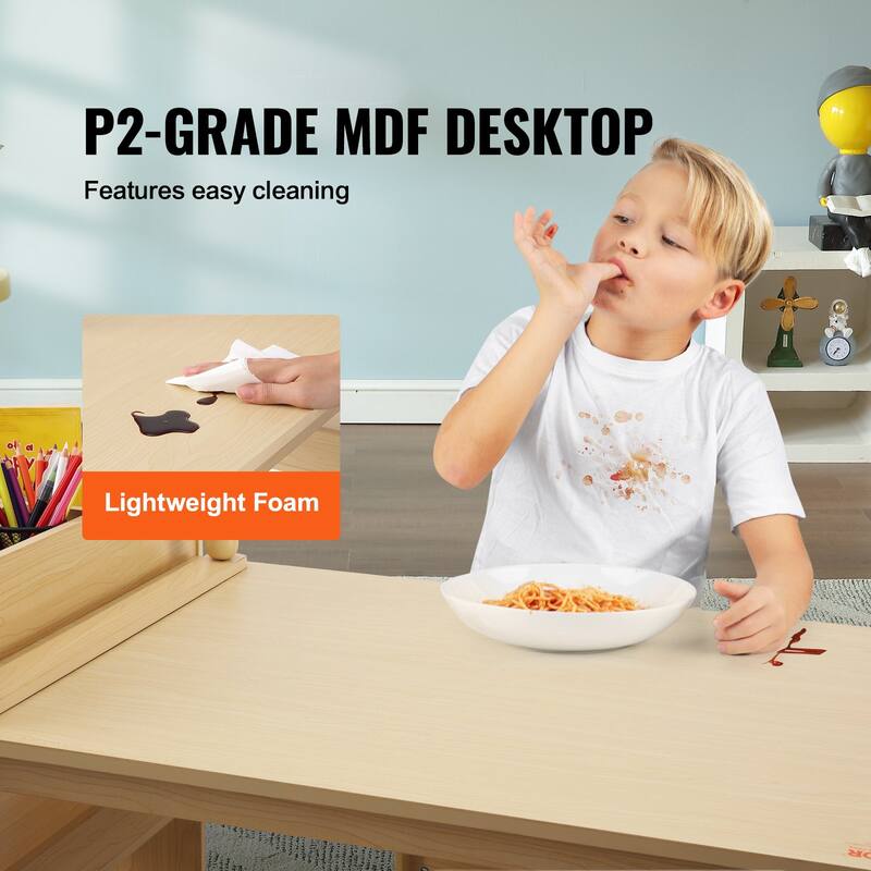 2-in-1 Wooden Toddler Craft and Play Activity Table Set Including 2 Chairs with Cabinet - 31.3x21.85x21.26 inch