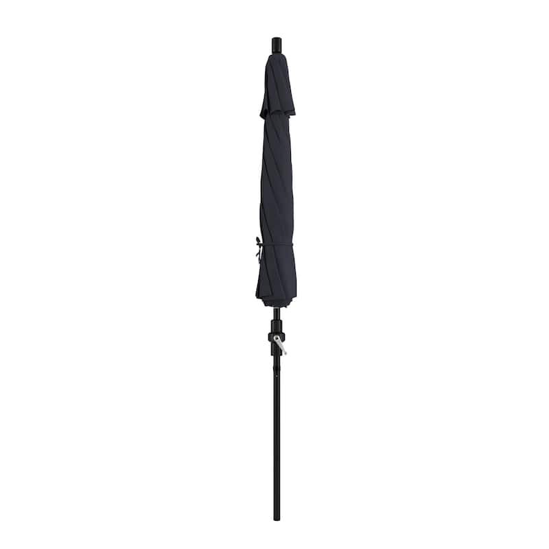 California Umbrella 9' Rd.Crank Lift, Collar Tilt, Aluminum Pole, Fiberglass Rib Patio Umbrella, Black Finish, Sunbrella Fabric