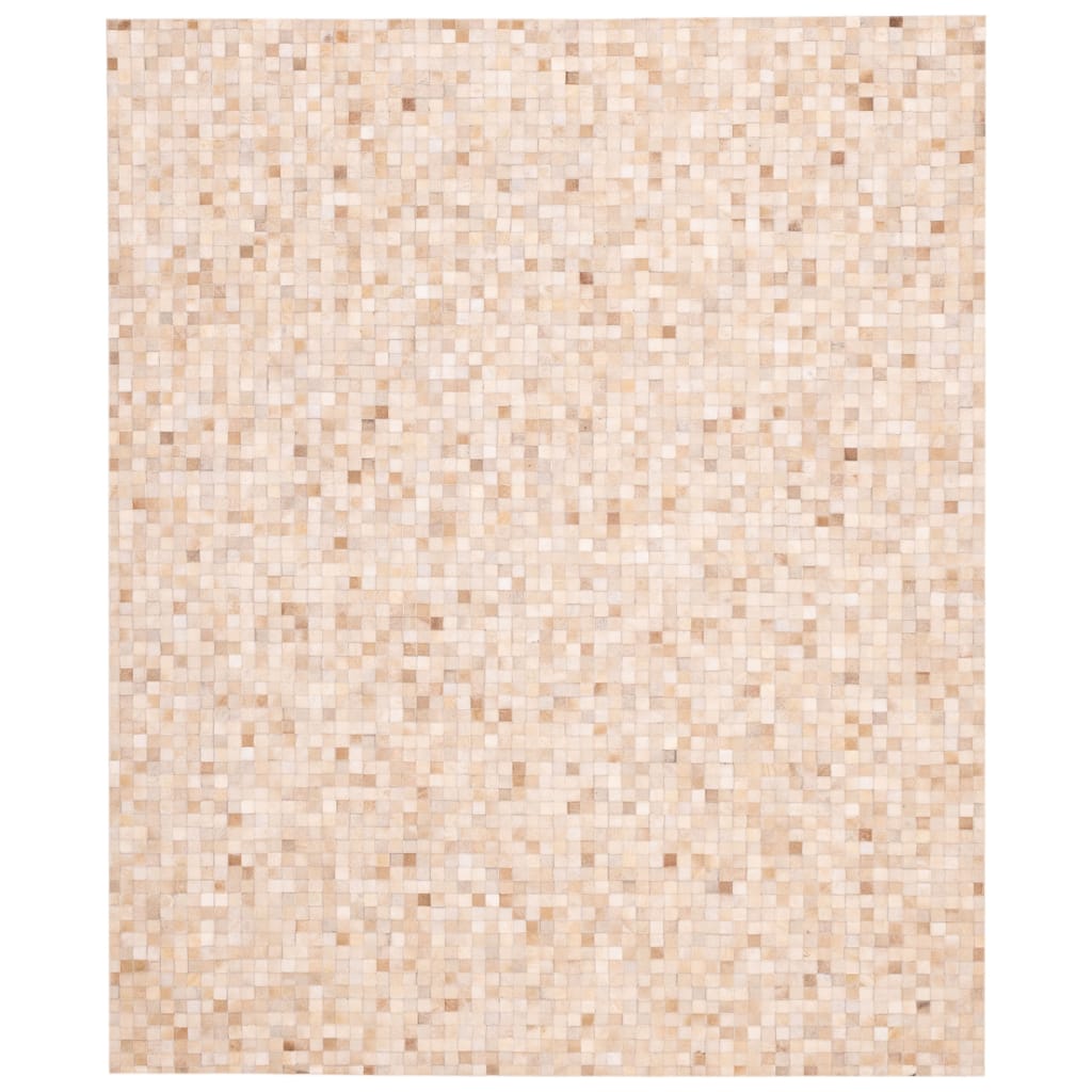 ECARPETGALLERY Handmade Cowhide Patchwork Beige Leather Rug - 8'1 x 10'0