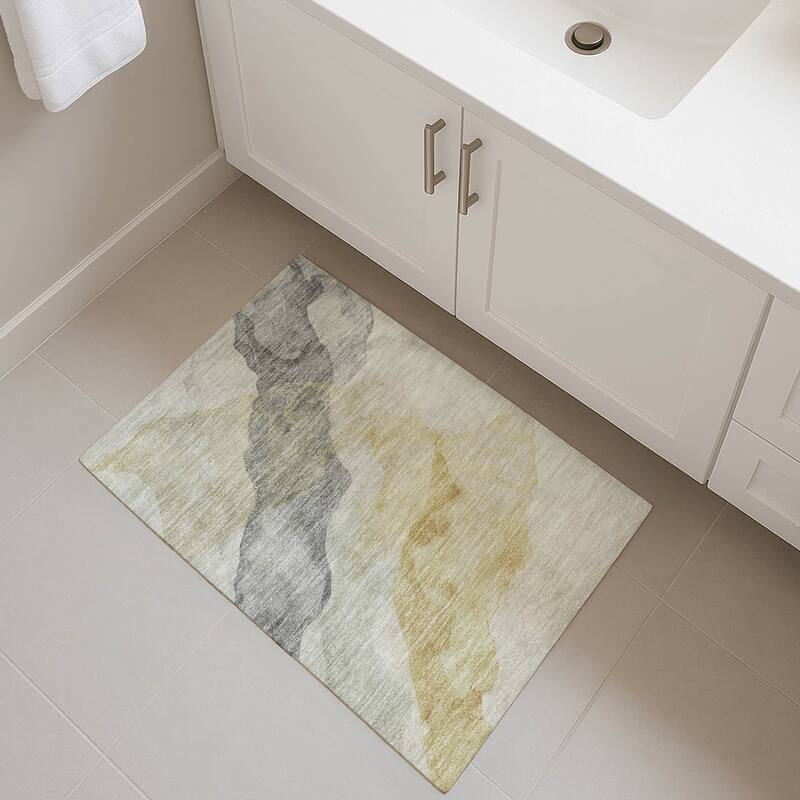 Premium Washable Super Soft Contemporary Fizal Mayfield Rug - Beige - 1'8" x 2'6"