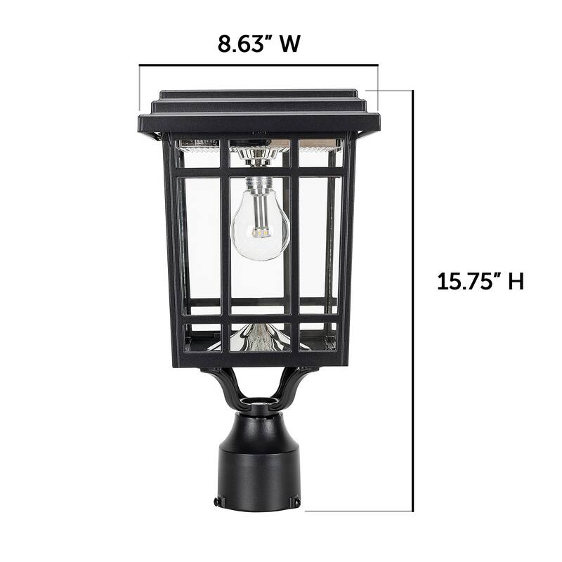 Grand Prairie Bulb Solar Light with Wall, Pier, and 3in Fitter Mounts - Black