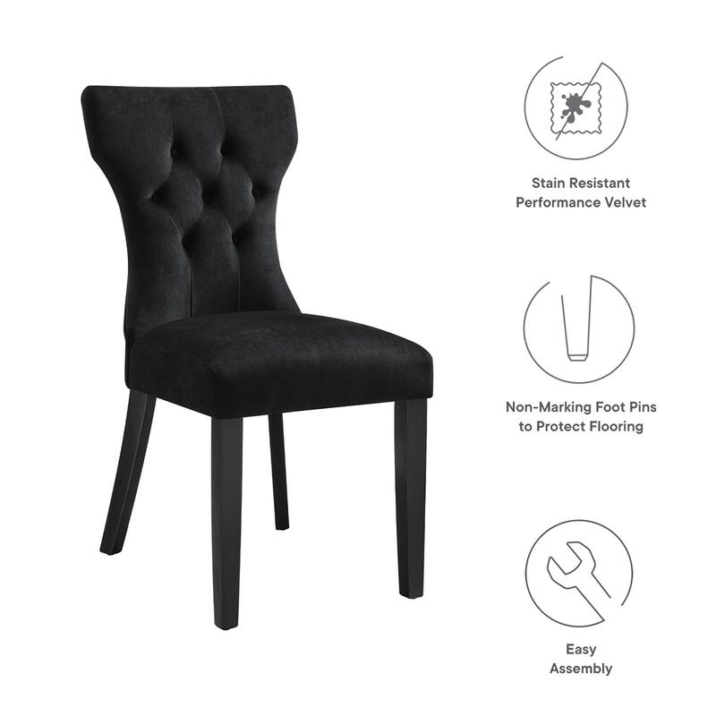 Silhouette Performance Velvet Dining Chairs - Set of 2 - N/A