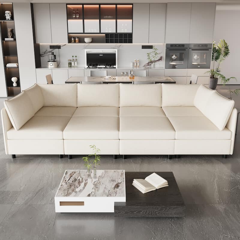 129'' Convertible 8-Seater Modular Sofa with Storage