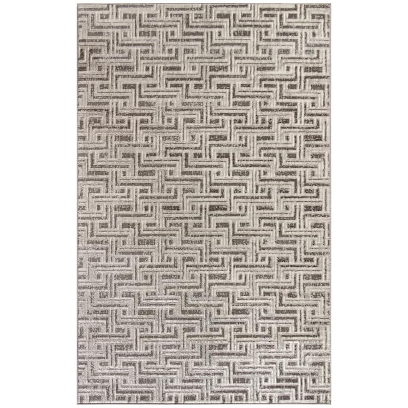 Fijob Distressed Geometric Area Rug By HomeRoots - 4' x 6'