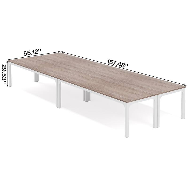 Long Conference Table Set of 4, 13FT Large Rectangle Meeting Seminar Table, 78.74-Inch Business Tables