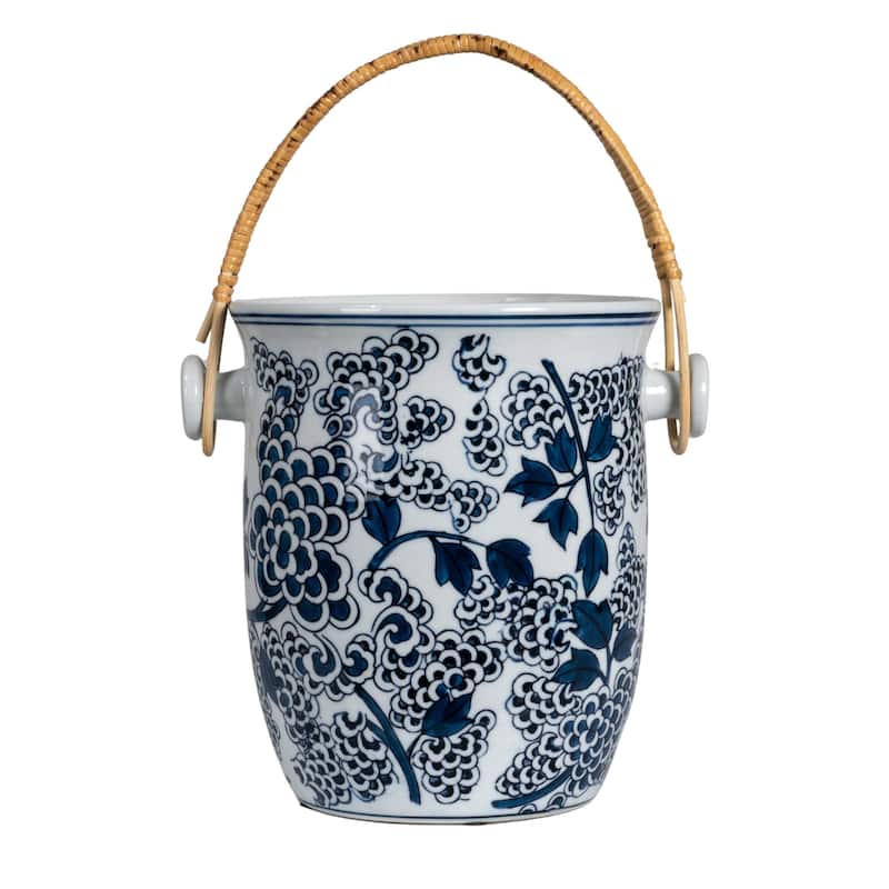 Ceramic Wine Cooler with Bamboo Handles