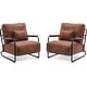 preview thumbnail 4 of 25, MCombo set of 2 Modern Accent Armchair with Steel Legs, Leathaire fabric HQ102