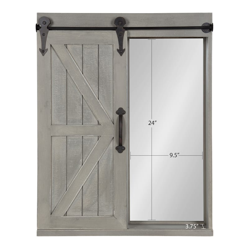 Cates Decorative Wood Wall Cabinet with Vanity Mirror and Barn Door