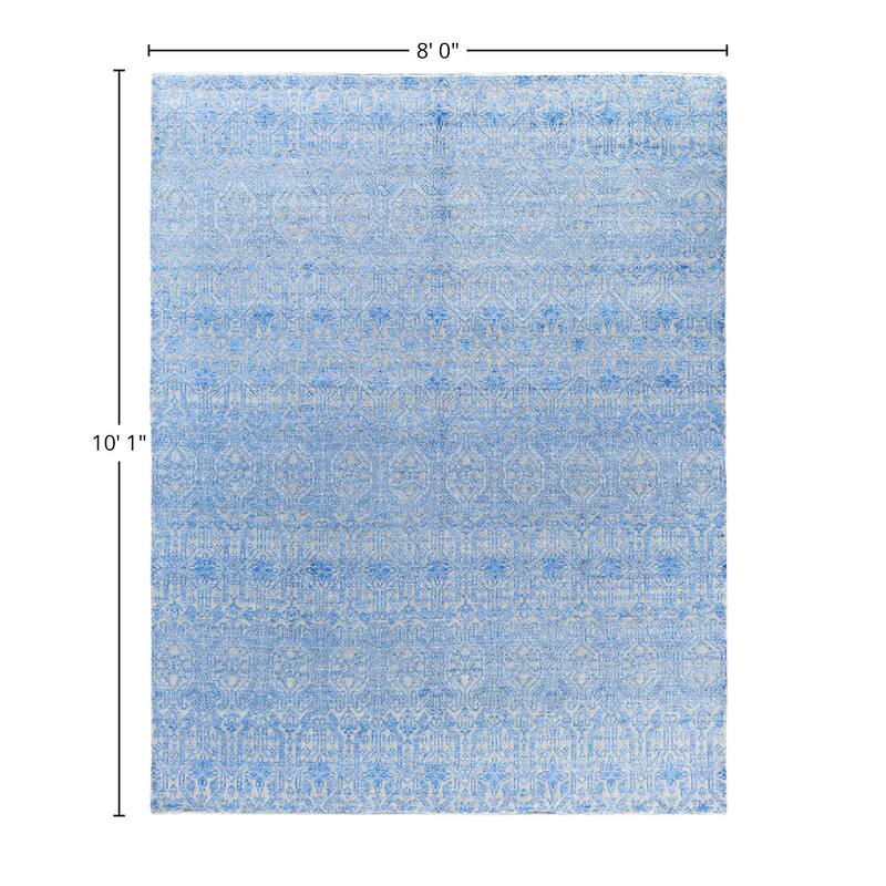 Ikat One-of-a-Kind Hand-Knotted Area Rug, Blue - 8' 0" x 10' 1"