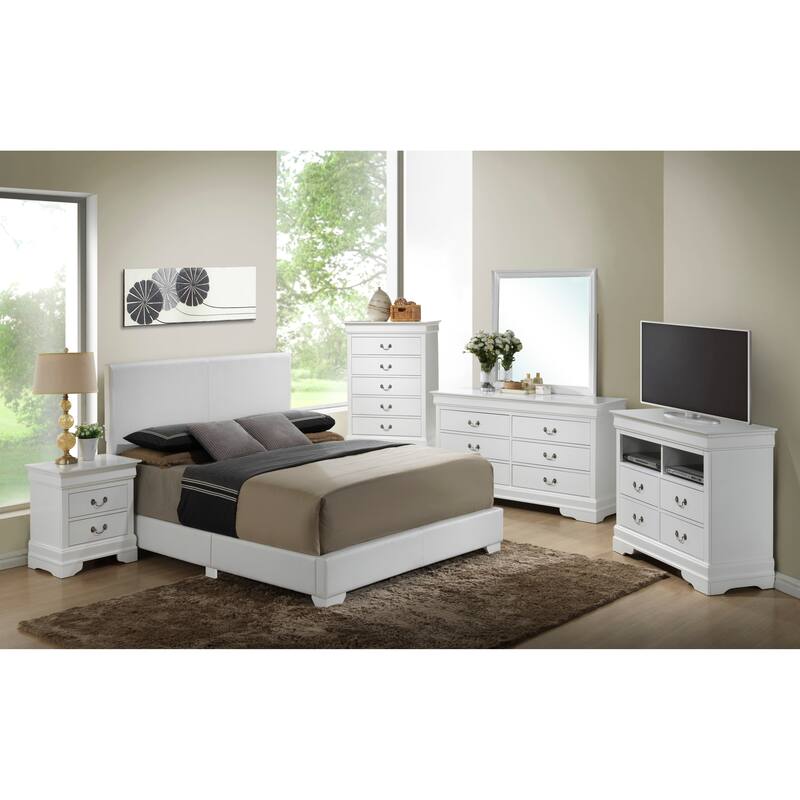 Queen Size PU Elegant Platform Bed with Foam Support - White
