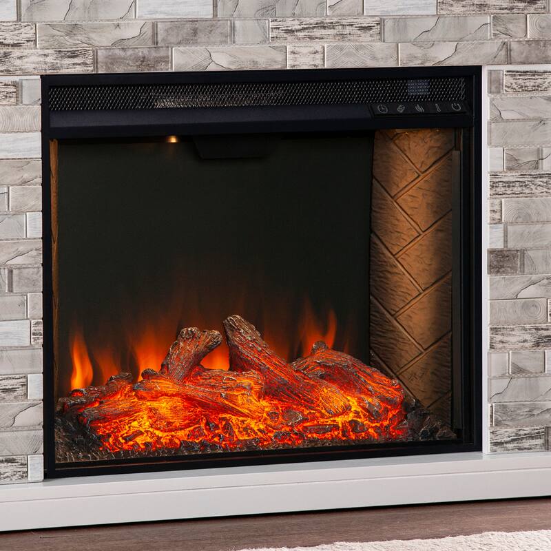 SEI Furniture 23-inch Criss-Cross Electric Firebox - 24"W x 9"D x 20"H - Black