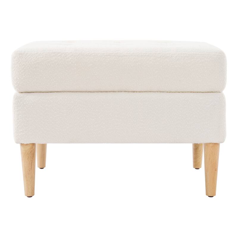 Christopher Knight Home- Modern Mid-Century Upholstered Tufted Ottoman with Solid Wood Legs & Versatile Use