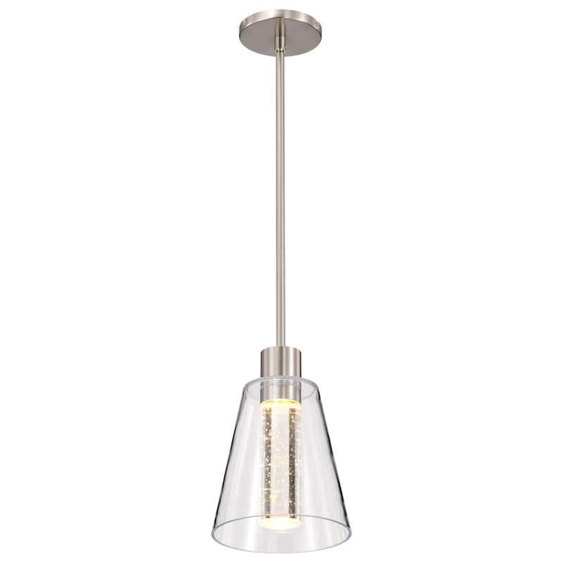 Aura 7 Inch LED Pendant Brushed Nickel K9 Bubble Crystal 3000K CCT - Brushed Nickel