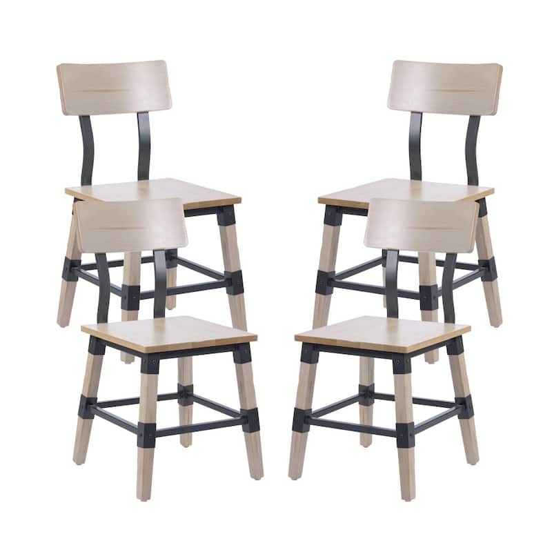 4 Pack Commercial Grade Rustic Antique Industrial Style Wood Dining Chair - Antique White