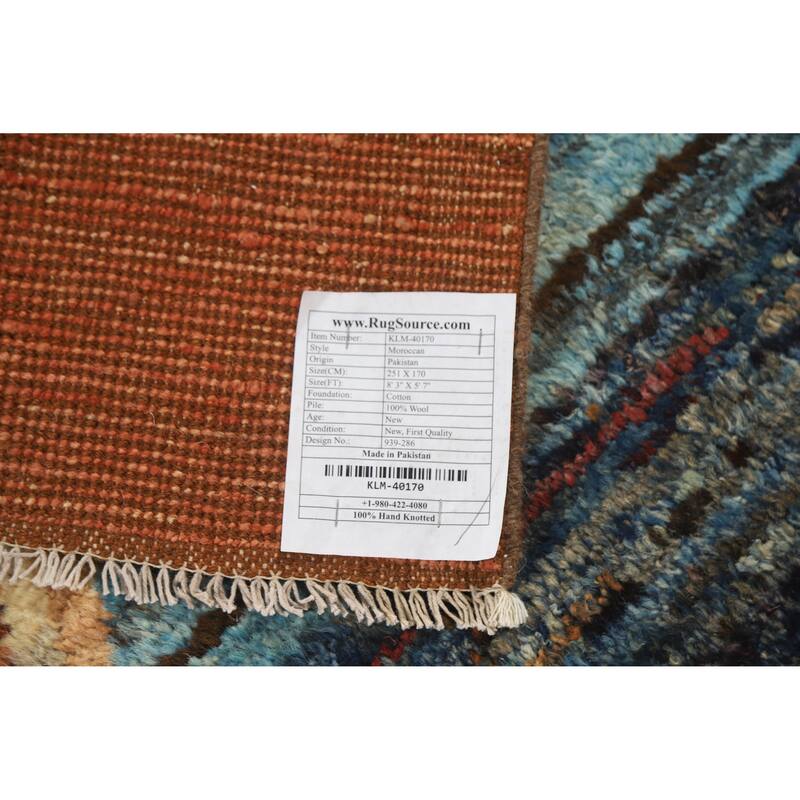 Tribal Moroccan Oriental Area Rug Hand-Knotted Orange Wool Carpet - 5'7" x 8'3"