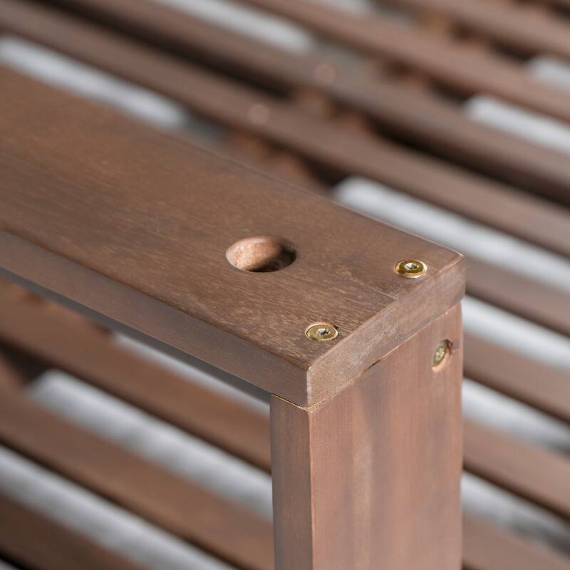 Patio Wooden Twin Size Porch Swing Daybed with 4 Hanging Ropes