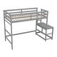 preview thumbnail 22 of 20, Twin Size Pine Wood High Loft Bed with Ladder and Guardrails