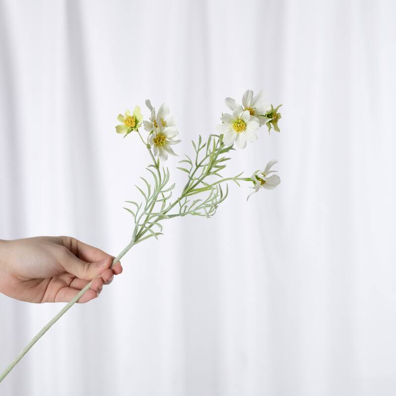 Silk Decorative Artificial Starry Sky Cosmos(Pack of 1 Branch) - Creamy White