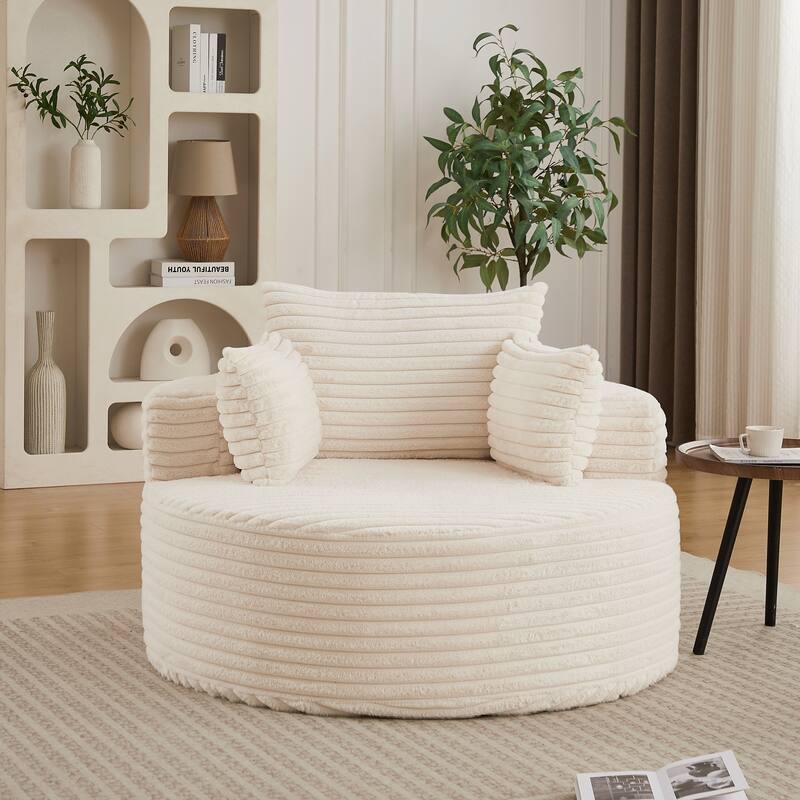 Corduroy Sponge single sofa,No Assembly Required,Fluffy Modern Sleeper Chair for Living room, Bedroom
