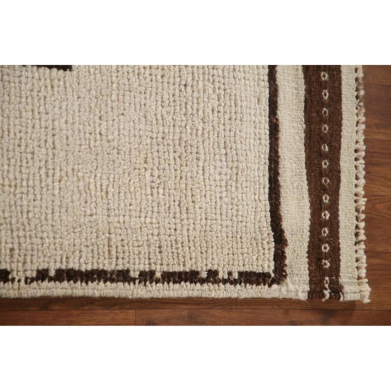 Anatolian Turkish Runner Rug Handmade Beige Tribal Wool Carpet - 3'5"x 12'3"