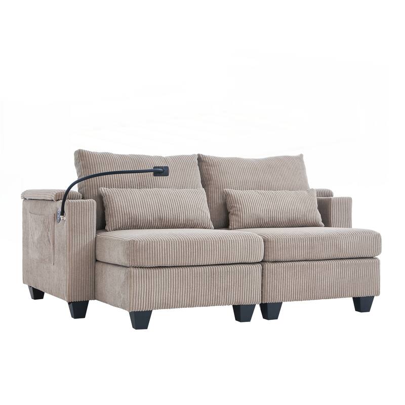 Loveseat Sofa Sofa Bed Corduroy Sleeper Sofa with USB Ports