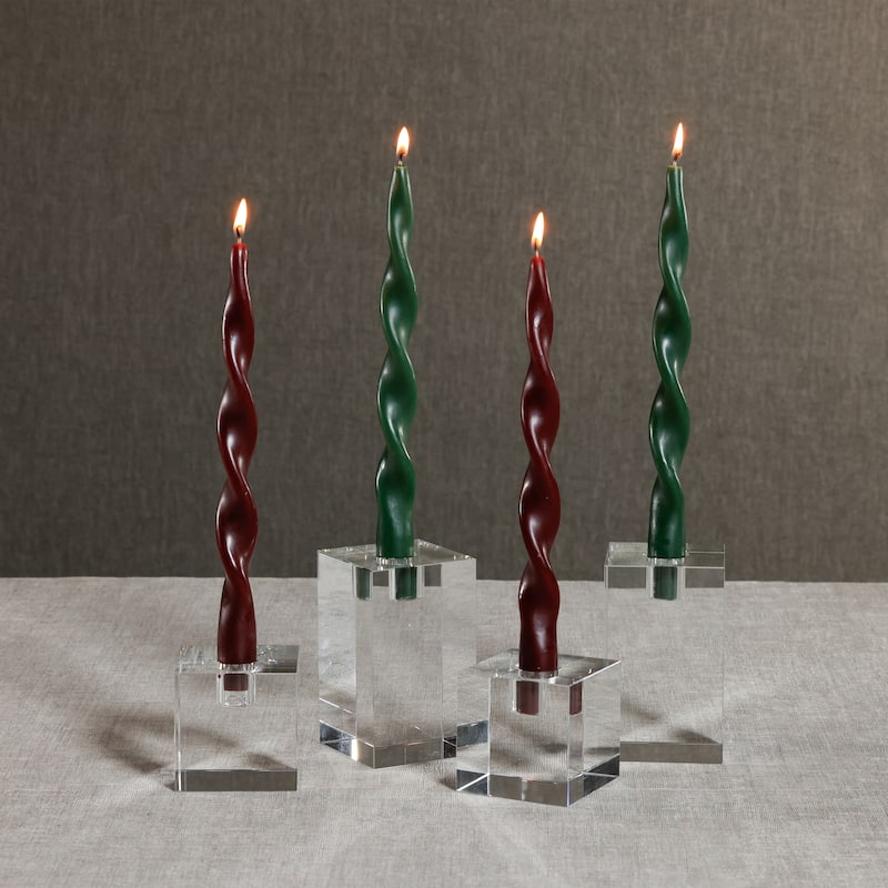 Lumière Twist Formal Taper Candles, Set of 12 - Holiday Table Décor