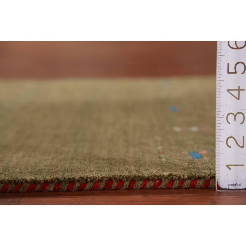 Hand Knotted Oriental 100% Wool Carpet Tribal Tribal Green Gabbeh Area Rug - 5' 3'' X 3' 0''