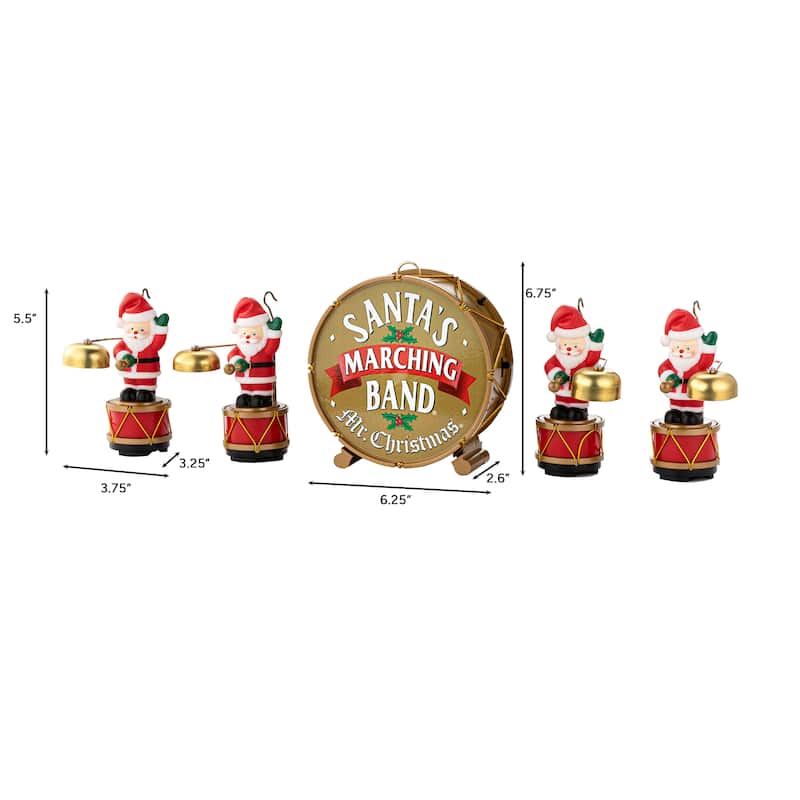 6 in. Animated Santas Marching Band