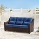 preview thumbnail 51 of 105, Murphy Outdoor Wicker Patio Outdoor Sofa Swivel Chair Coffee Table 1 Sofa - Chestnut Wicker-Blue