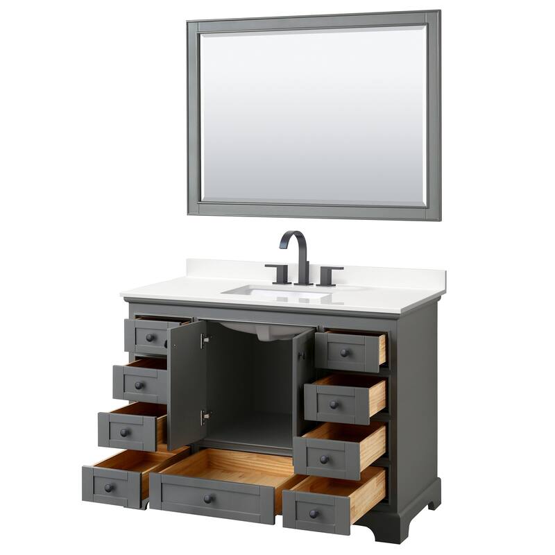 Deborah 48-inch Single Vanity, Quartz Top, 46-inch Mirror