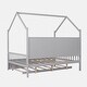preview thumbnail 48 of 54, Wooden Twin Size House Bed with Trundle,Kids Bed with Shelf